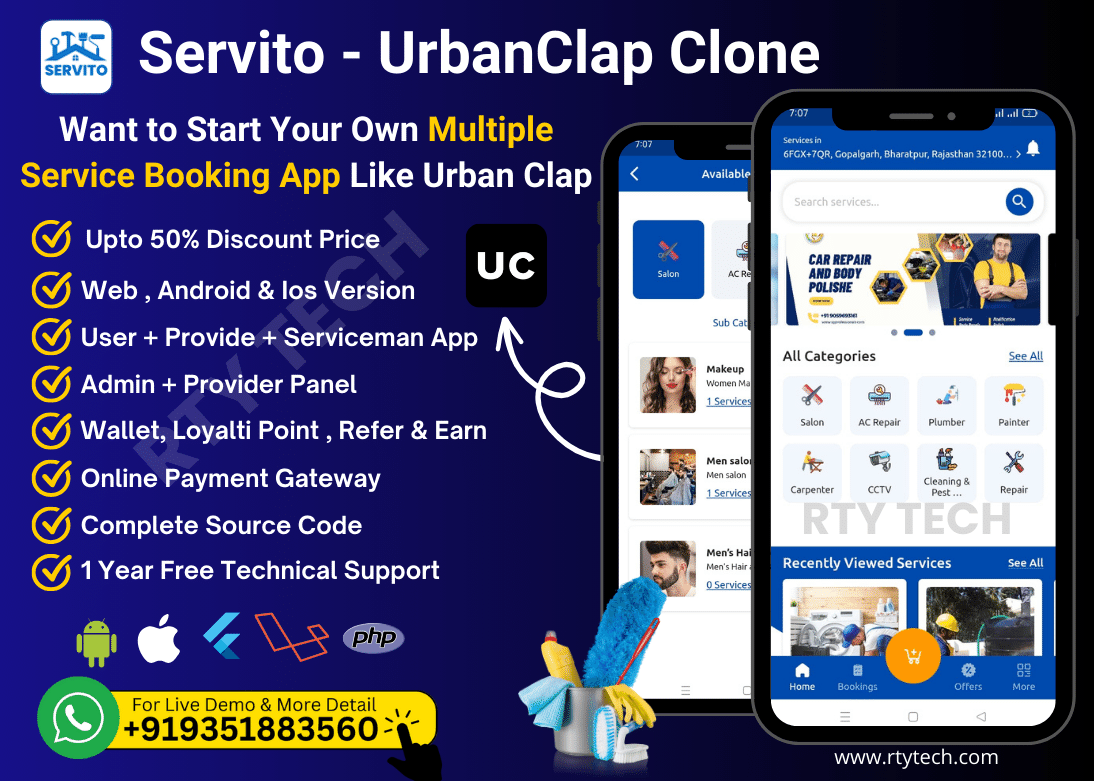 Servito : Multiple Service Booking App || UrbanClap Clone