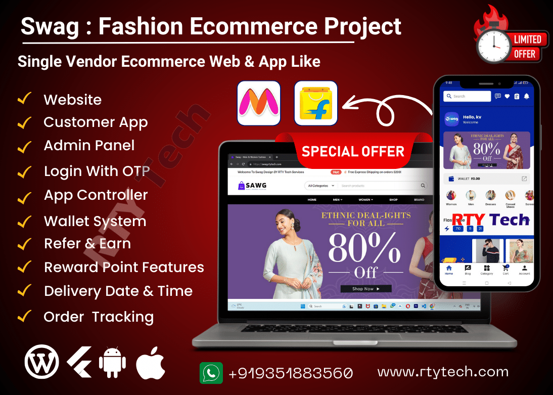 Swag : Single Vendor Fashion Ecommerce Website And App