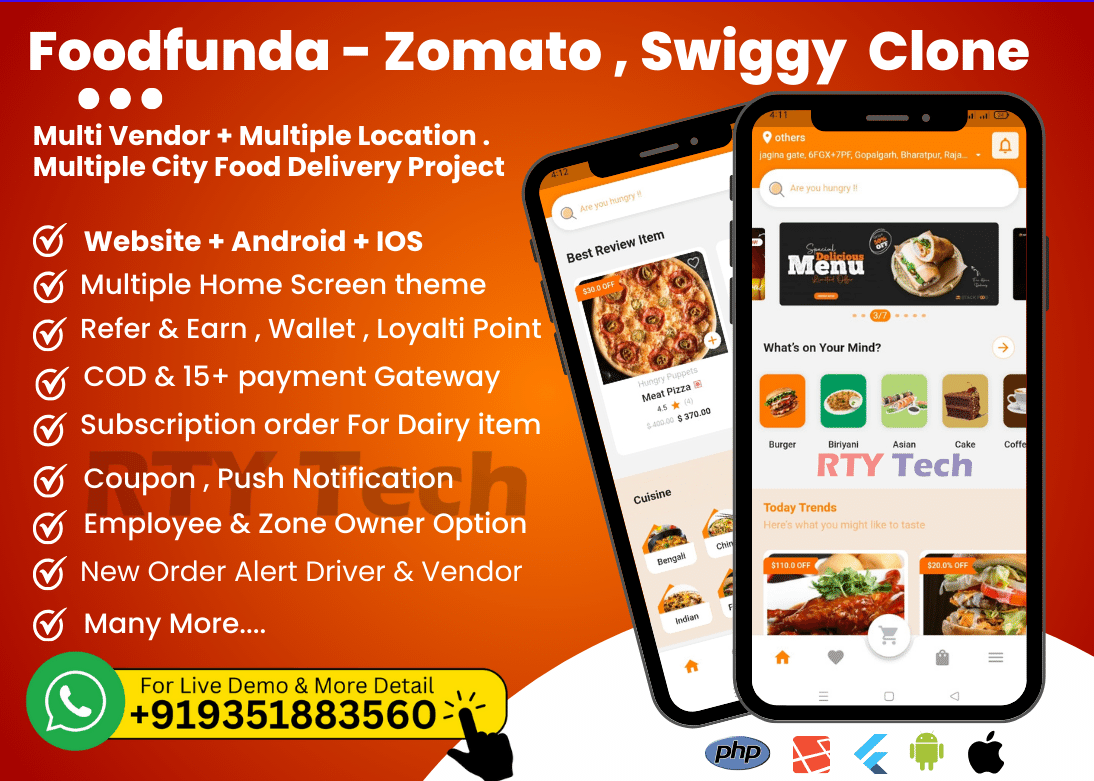 FoodFunda – Multi Vendor Food Delivery App Like Zomato