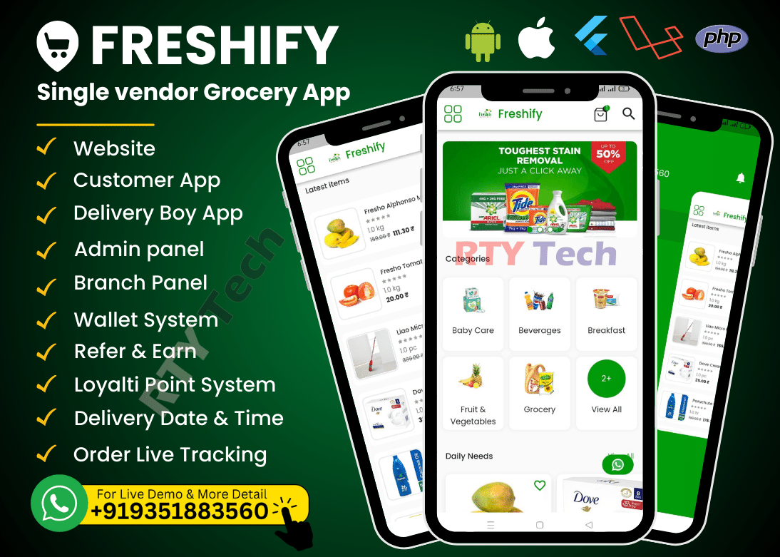 Fashify : Single Vendor Grocery App Like Bigbasket || Bigbasket Clone