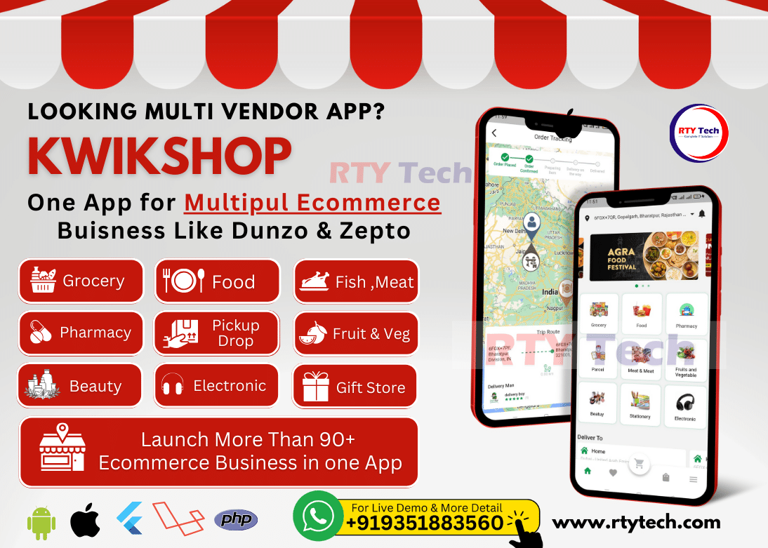 Kwikshop : One App for Multiple Ecommerce Business Like Dunzo